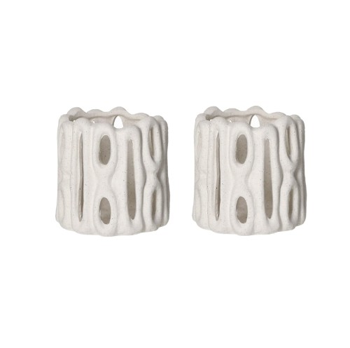 Białe lampiony na tealighty, ceramiczne Cadiz 11, 2 szt – Pomax
