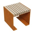 Siedzisko ogrodowe Flanco 50x50x46, z cortenu i drewna - Decorti