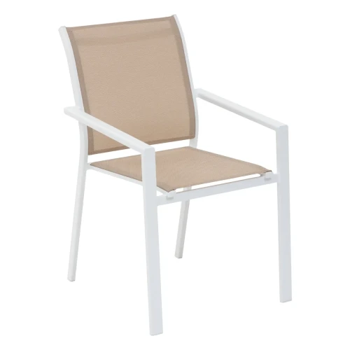 Krzesło ogrodowe sztaplowane z podłokietnikami Essentia, Linen White - Hesperide