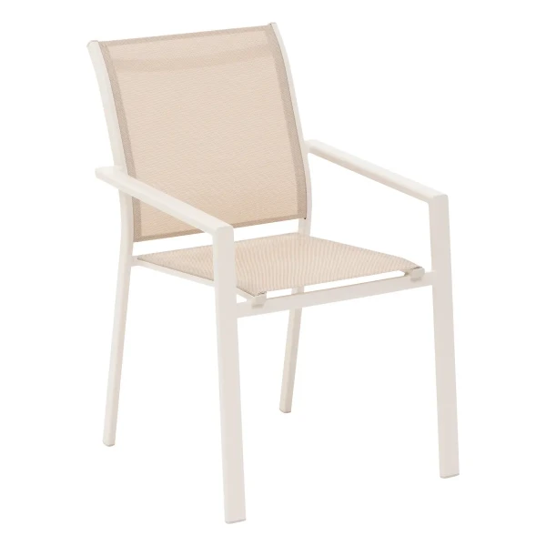 Krzesło ogrodowe sztaplowane z podłokietnikami Essentia, Linen Clay - Hesperide
