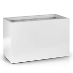 Prostokątna donica ogrodowa 60x30x39, z włókna szklanego, biała - Polnix