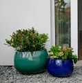 Donica ogrodowa ceramiczna Ø33, kobaltowy niebieski - Polnix