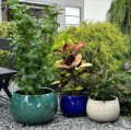 Donica ogrodowa ceramiczna Ø33, turkusowa - Polnix