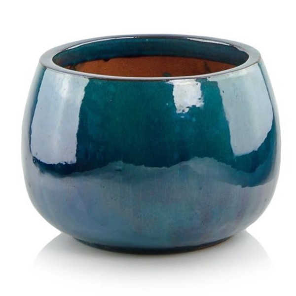 Donica ogrodowa ceramiczna Ø47, turkusowa - Polnix