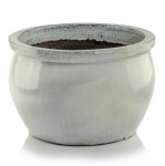 Donica ceramiczna niska z rantem Ø38, kremowa - Polnix