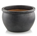 Donica ceramiczna niska z rantem Ø38, antracyt - Polnix