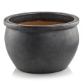Donica ceramiczna niska z rantem Ø50, antracyt - Polnix