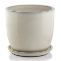 Doniczka ceramiczna z podstawką Ø41, kremowa - Polnix