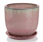 Doniczka ceramiczna z podstawką Ø23, różowa - Polnix