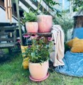 Doniczka ceramiczna z podstawką Ø41, różowa - Polnix