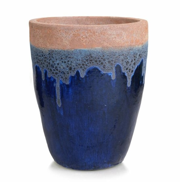 Wysoka donica ogrodowa ceramiczna ręcznie wykonana Ø45, kobalt brąz - Polnix