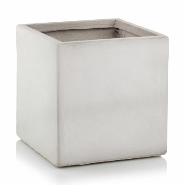 Donica kwadratowa z włókna ceramicznego 25x25x25, jasny szary - Polnix