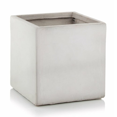 Donica kwadratowa z włókna ceramicznego 50x50x50, jasny szary - Polnix