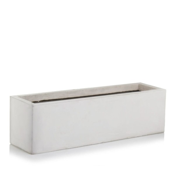 Podłużna donica ogrodowa niska z włókna ceramicznego 80x30x30, jasny szary - Polnix