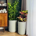 Wysokie donice do salonu z wypukłym wzorem, miętowy terrazzo, 3 szt - Polnix