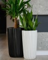 Wysokie donice ceramiczne z geometrycznym wzorem, białe, 2 szt - Polnix