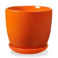 Doniczka ceramiczna z podstawką Ø17, pomarańczowa - Polnix