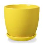 Doniczka ceramiczna z podstawką Ø20, żółta - Polnix