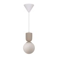 Lampa wisząca szklana kula z rowkowaną oprawą Sadie, beż - Nordlux