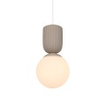 Lampa wisząca szklana kula z rowkowaną oprawą Sadie, beż - Nordlux