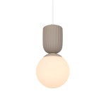 Lampa wisząca szklana kula z rowkowaną oprawą Sadie, beż - Nordlux