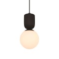 Lampa wisząca szklana kula z rowkowaną oprawą Sadie, czarna - Nordlux