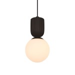 Lampa wisząca szklana kula z rowkowaną oprawą Sadie, czarna - Nordlux