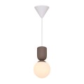 Lampa wisząca szklana kula z rowkowaną oprawą Sadie, brąz - Nordlux