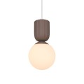 Lampa wisząca szklana kula z rowkowaną oprawą Sadie, brąz - Nordlux