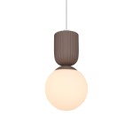 Lampa wisząca szklana kula z rowkowaną oprawą Sadie, brąz - Nordlux