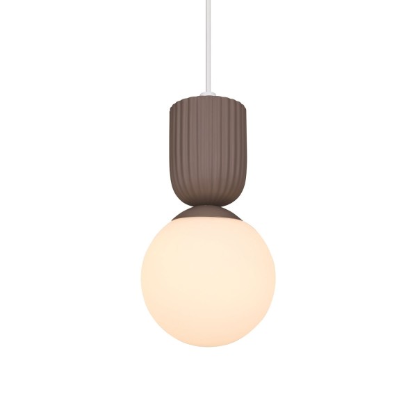 Lampa wisząca szklana kula z rowkowaną oprawą Sadie, brąz - Nordlux