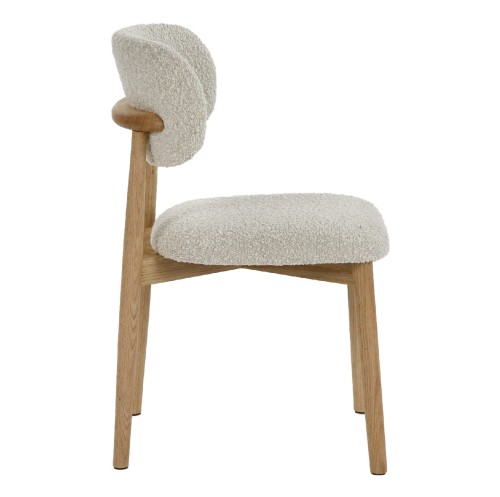 Krzesła na drewnianych nogach z tapicerką bouclé Hazel, off-white, 2 szt - Pomax