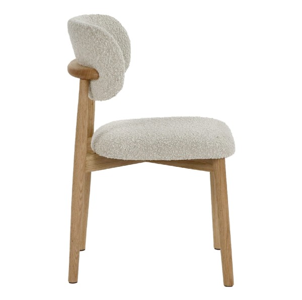 Krzesła na drewnianych nogach z tapicerką bouclé Hazel, off-white, 2 szt - Pomax