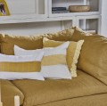 Lniana poduszka z dekoracyjną linią Saint-Tropez 65x45, żółta - Pomax