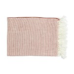 Pled w drobne paski z lnu Cirque Magique 170x130, peach - Pomax