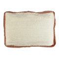 Lniana poduszka dekoracyjna z welurowymi bokami Alpha Borders 60x40, ivory - Pomax