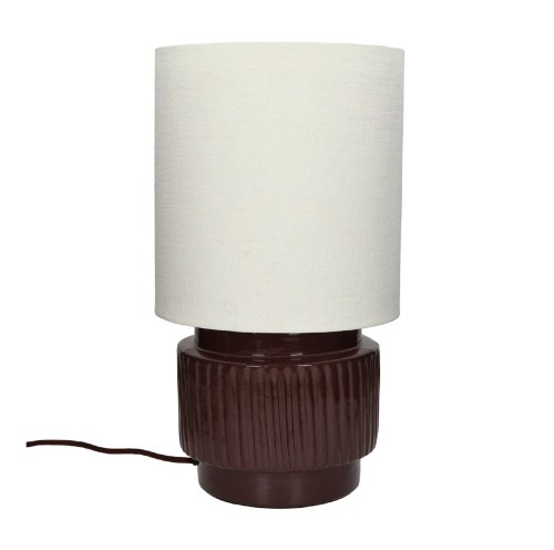 Lampa stołowa z lnianym kloszem Cordoba 44, brąz - Pomax