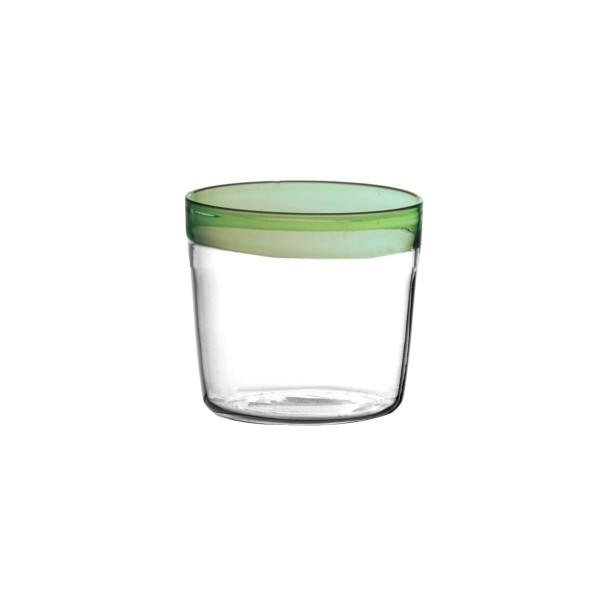 Małe szklanki ze szkła borokrzemowego z paskiem Tarifa 100 ml, zielone, 6-pak - Pomax