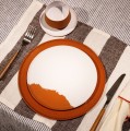 Talerze deserowe porcelanowe Mariage białe terracotta, 4 szt - Pomax