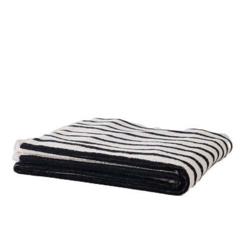 Ręcznik kąpielowy frotte w paski Bonnie Black 70x140 cm - Tell Me More