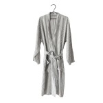Szlafrok lniany Laval L/XL, szaro-biały - Tell Me More