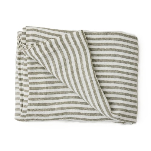Lniany obrus w paski Leon 145x145, Seagrass - Tell Me More
