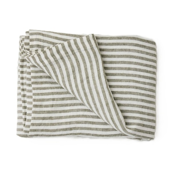Lniany obrus w paski Leon 145x145, Seagrass - Tell Me More