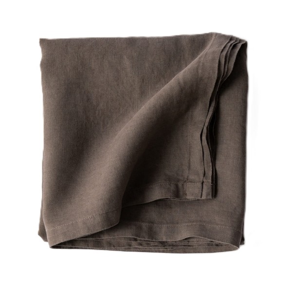 Obrus z miękkiego lnu stone washed 145x145, Taupe - Tell Me More