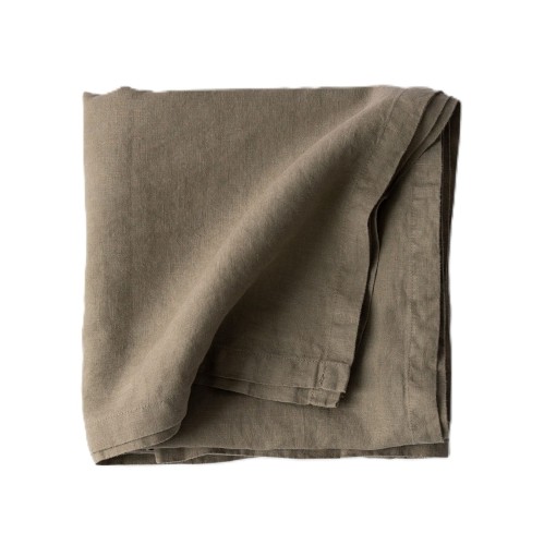 Obrus z miękkiego lnu stone washed 175x175, Olive - Tell Me More