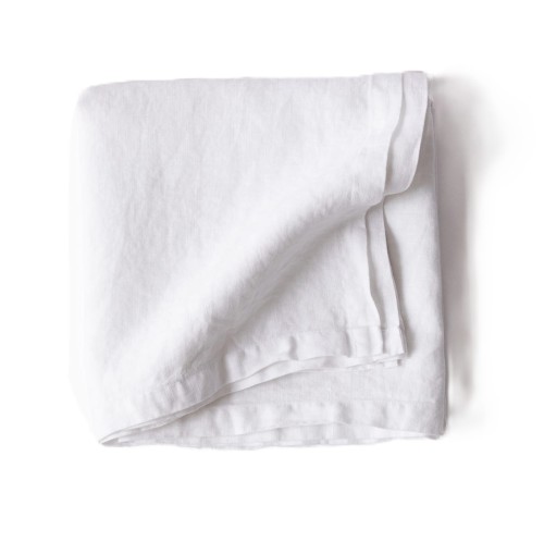 Obrus z miękkiego lnu stone washed 145x330, biały - Tell Me More