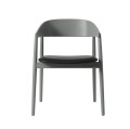 Krzesło drewniane z tapicerowanym siedziskiem AC2, buk szary, skóra czarna - Andersen Furniture