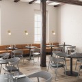Krzesło drewniane z tapicerowanym siedziskiem AC2, buk szary, skóra czarna - Andersen Furniture