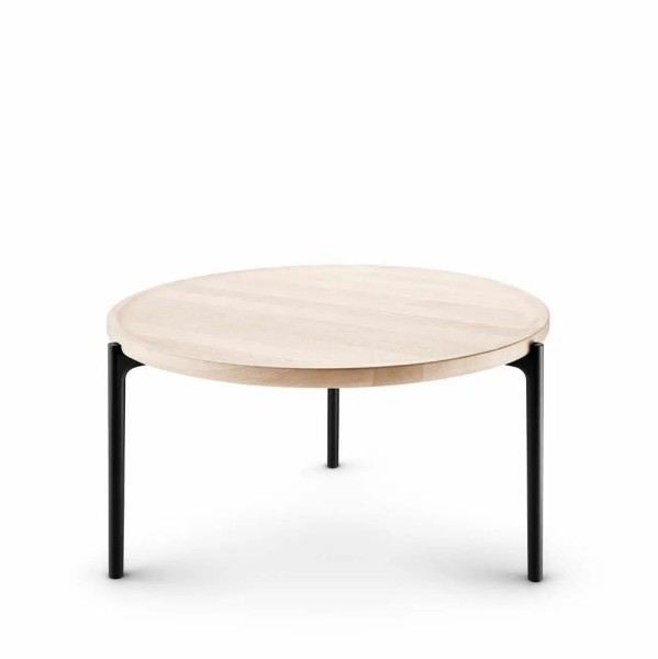 Niski stolik kawowy z drewnianym blatem Savoye bielony dąb Ø60 - PLEASE WAIT to be SEATED