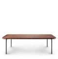 Niski prostokątny stolik kawowy z drewnianym blatem Savoye Smoke 50x120 - PLEASE WAIT to be SEATED